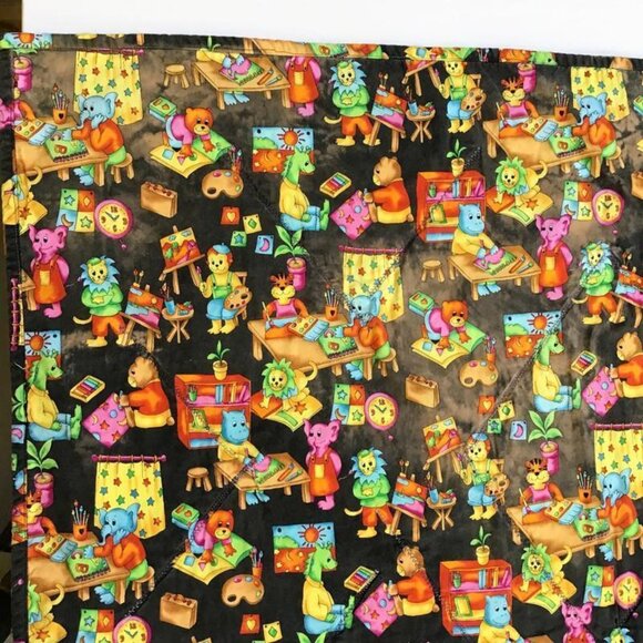 Handmade Quilted Baby Toddler Playtime Tummy Time Mat Colorful Boy or Girl 42x35 - Picture 9 of 9